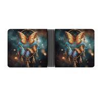 LPSADGF Cute Owl Baby Men's Wallet Leather Money Clip Slim Passcase With 6 Card Slots, 2 Hidden Pockets, Dream Catcher Butterfly, One size, Modern