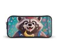 LPSADGF Cute Raccoon Pencil Pouch Large Capacity Pencil Case- Multi-Use Zippered Pen Organizer, Portable Makeup Bag & Travel Pouch for Office Stationery (8.7x4.7)