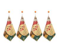 LPSADGF Cute Rooster Chickens Kitchen Hand Towels Absorbent Towels Quick-Drying Towel with Loop & Hook Soft Dish Cloths for Kitchen & Bathroom 4PCS