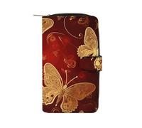 LPSADGF Cute Squirrels Wallet with 12 Card Slots - PU Leather Long Clutch Purse, Zipper Coin Holder & ID Window, Lightweight Travel Cash Wallet, Valentine Hearts Golden Butterfly, 19.7x11x3.5cm