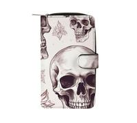 LPSADGF Cute Squirrels Wallet with 12 Card Slots - PU Leather Long Clutch Purse, Zipper Coin Holder & ID Window, Lightweight Travel Cash Wallet, Sketchy Skulls, 19.7x11x3.5cm, Modern