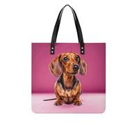 LPSADGF Dachshund Weiner Dog Tote Bags for Women Leather Handbag Makeup Bag with Magnetic Buckle Design Casual Bag