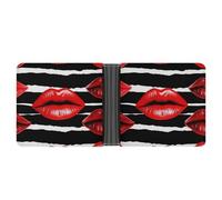 LPSADGF Dachshund Weiner Pet Dog Men's Wallet Leather Money Clip Slim Passcase With 6 Card Slots, 2 Hidden Pockets, Red Lips Kiss, One Size, Modern