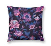 LPSADGF Dark Purple Flower Throw Pillow Covers Farmhouse Cushion Cover Boho Plush Pillowcase Decorative Square Pillow Case for Couch Sofa Bed Living Room Home Decor 12 "x12