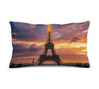 LPSADGF Decorative Throw Pillow Cover 8"x12", Beautiful Eiffel Tower Paris Lumbar Pillow Case Farmhouse Boho Cushion Case for Sofa Couch Living Room Cottage Decor