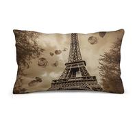 LPSADGF Decorative Throw Pillow Cover 8"x12", Paris Eiffel Tower Lumbar Pillow Case Farmhouse Boho Cushion Case for Sofa Couch Living Room Cottage Decor