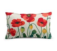 LPSADGF Decorative Throw Pillow Cover 8"x12", Poppy Flowers Lumbar Pillow Case Farmhouse Boho Cushion Case for Sofa Couch Living Room Cottage Decor