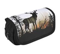 LPSADGF Deer Silhouette Large Pencil Case High Capacity Pencil Pouch Aesthetic Holder Box Storage Bag Desk Organizer Marker Pouch Pen for Supplies Makeup Bag & Daily Use