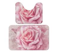 LPSADGF Delicate Peach Butterfly Bathroom Rug Set, Soft Bath Rug Set 2 Piece, Toilet Mat U-Shaped 19.7"x31.5" Bath Rugs, Quickly Dry Mat for Bathroom, Tub, Washable, Super Absorbent Floor Mats