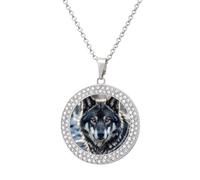 LPSADGF Diamond Necklace for Women Memorial Couple Necklace 20" Chain Alloy Big Black Wolf with Red Eyes Pendant Necklace for Birthday Anniversary Jewelry Gift for Girlfriend Wife Mothe, One size