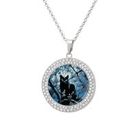 LPSADGF Diamond Necklace for Women Memorial Couple Necklace 20" Chain Alloy Black Cat on Tree Pendant Necklace for Birthday Anniversary Jewelry Gift for Girlfriend Wife Mothe, One size, Zinc, Diamond
