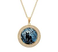 LPSADGF Diamond Necklace for Women Memorial Couple Necklace 20" Chain Alloy Black Cat on Tree Pendant Necklace for Birthday Anniversary Jewelry Gift for Girlfriend Wife Mothe, One size, Zinc, Diamond