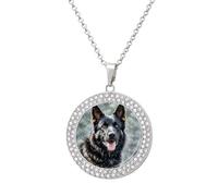 LPSADGF Diamond Necklace for Women Memorial Couple Necklace 20" Chain Alloy Black German Shepherd Dog Pendant Necklace for Birthday Anniversary Jewelry Gift for Girlfriend Wife Mothe, One Size, Zinc