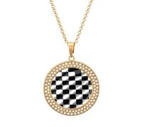 LPSADGF Diamond Necklace for Women Memorial Couple Necklace 20" Chain Alloy Black White Race Checkered Flag Pendant Necklace for Birthday Anniversary Jewelry Gift for Girlfriend Wife Mothe, One size