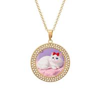 LPSADGF Diamond Necklace for Women Memorial Couple Necklace 20" Chain Alloy Blue-Eyed Cat Pendant Necklace for Birthday Anniversary Jewelry Gift for Girlfriend Wife Mothe, One size, Zinc, Diamond