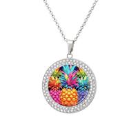 LPSADGF Diamond Necklace for Women Memorial Couple Necklace 20" Chain Alloy Colorful Pineapple Pendant Necklace for Birthday Anniversary Jewelry Gift for Girlfriend Wife Mothe, One size, Zinc, Diamond