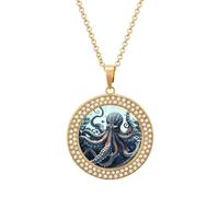 LPSADGF Diamond Necklace for Women Memorial Couple Necklace 20" Chain Alloy Cool Octopus Pendant Necklace for Birthday Anniversary Jewelry Gift for Girlfriend Wife Mothe, One size, Zinc, Diamond