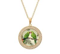 LPSADGF Diamond Necklace for Women Memorial Couple Necklace 20" Chain Alloy Couple Parrots Olive Pendant Necklace for Birthday Anniversary Jewelry Gift for Girlfriend Wife Mothe, One size, Zinc
