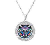 LPSADGF Diamond Necklace for Women Memorial Couple Necklace 20" Chain Alloy Coyote, Wolf Beast Pendant Necklace for Birthday Anniversary Jewelry Gift for Girlfriend Wife Mothe, One size, Zinc, Diamond