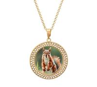 LPSADGF Diamond Necklace for Women Memorial Couple Necklace 20" Chain Alloy Cute Squirrels Pendant Necklace for Birthday Anniversary Jewelry Gift for Girlfriend Wife Mothe, One Size, Zinc, Diamond