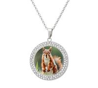 LPSADGF Diamond Necklace for Women Memorial Couple Necklace 20" Chain Alloy Cute Squirrels Pendant Necklace for Birthday Anniversary Jewelry Gift for Girlfriend Wife Mothe, One Size, Zinc, Diamond