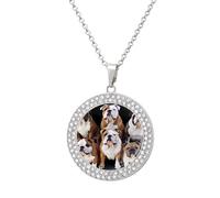 LPSADGF Diamond Necklace for Women Memorial Couple Necklace 20" Chain Alloy English Bulldogs Pendant Necklace for Birthday Anniversary Jewelry Gift for Girlfriend Wife Mothe, One size, Zinc, Diamond