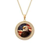 LPSADGF Diamond Necklace for Women Memorial Couple Necklace 20" Chain Alloy Flag And Eagle Pendant Necklace for Birthday Anniversary Jewelry Gift for Girlfriend Wife Mothe, One size, Zinc, Diamond