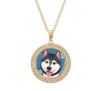 LPSADGF Diamond Necklace for Women Memorial Couple Necklace 20" Chain Alloy Husky Dog Pattern Pendant Necklace for Birthday Anniversary Jewelry Gift for Girlfriend Wife Mothe, One Size, Zinc, Diamond