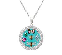 LPSADGF Diamond Necklace for Women Memorial Couple Necklace 20" Chain Alloy Jewel Insect Pattern Pendant Necklace for Birthday Anniversary Jewelry Gift for Girlfriend Wife Mothe, One Size, Zinc
