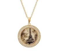 LPSADGF Diamond Necklace for Women Memorial Couple Necklace 20" Chain Alloy Paris Eiffel Tower Pendant Necklace for Birthday Anniversary Jewelry Gift for Girlfriend Wife Mothe, One Size, Zinc, Diamond