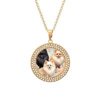 LPSADGF Diamond Necklace for Women Memorial Couple Necklace 20" Chain Alloy Pomeranians Pattern Pendant Necklace for Birthday Anniversary Jewelry Gift for Girlfriend Wife Mothe, One size, Zinc