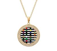 LPSADGF Diamond Necklace for Women Memorial Couple Necklace 20" Chain Alloy Rainbow Polka Dot Stripe Black And White Pendant Necklace for Birthday Anniversary Jewelry Gift for Girlfriend Wife Mothe