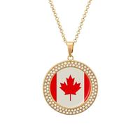 LPSADGF Diamond Necklace for Women Memorial Couple Necklace 20" Chain Alloy Retro Canada Flag Pattern Pendant Necklace for Birthday Anniversary Jewelry Gift for Girlfriend Wife Mothe, One size, Zinc