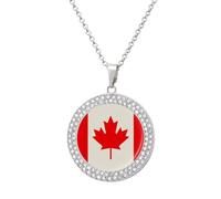 LPSADGF Diamond Necklace for Women Memorial Couple Necklace 20" Chain Alloy Retro Canada Flag Pattern Pendant Necklace for Birthday Anniversary Jewelry Gift for Girlfriend Wife Mothe, One Size, Zinc