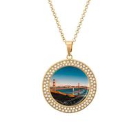 LPSADGF Diamond Necklace for Women Memorial Couple Necklace 20" Chain Alloy San Francisco Pendant Necklace for Birthday Anniversary Jewelry Gift for Girlfriend Wife Mothe, One size, Zinc, Diamond