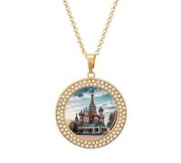 LPSADGF Diamond Necklace for Women Memorial Couple Necklace 20" Chain Alloy St Basil Cathedral Red Square In Moscow Pendant Necklace for Birthday Anniversary Jewelry Gift for Girlfriend Wife Mothe