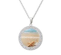 LPSADGF Diamond Necklace for Women Memorial Couple Necklace 20" Chain Alloy Starfish Shell And Beach Pendant Necklace for Birthday Anniversary Jewelry Gift for Girlfriend Wife Mothe, One Size, Zinc
