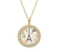 LPSADGF Diamond Necklace for Women Memorial Couple Necklace 20" Chain Alloy The Eiffel Tower Pendant Necklace for Birthday Anniversary Jewelry Gift for Girlfriend Wife Mothe, One Size, Zinc, Diamond