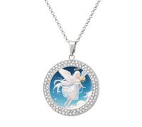 LPSADGF Diamond Necklace for Women Memorial Couple Necklace 20" Chain Alloy White - Haired Angel Pendant Necklace for Birthday Anniversary Jewelry Gift for Girlfriend Wife Mothe, One size, Zinc