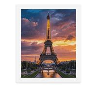 LPSADGF DIY Paint by Numbers Kit for Adults Beautiful Eiffel Tower Paris Beginners Digital Oil Painting Kit Landscape Digital Paints by Number Easy Canvas Art Print for Home Wall Decoration 50x40cm