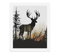 LPSADGF DIY Paint by Numbers Kit for Adults Deer Silhouette Beginners Digital Oil Painting Kit Landscape Digital Paints by Number Easy Canvas Art Print for Home Wall Decoration 50x40cm