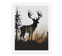 LPSADGF DIY Paint by Numbers Kit for Adults Deer Silhouette Beginners Digital Oil Painting Kit Landscape Digital Paints by Number Easy Canvas Art Print for Home Wall Decoration 40x30cm
