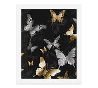 LPSADGF DIY Paint by Numbers Kit for Adults Gold White Butterflies Black Beginners Digital Oil Painting Kit Landscape Digital Paints by Number Easy Canvas Art Print for Home Wall Decoration 50x40cm