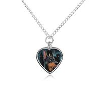 LPSADGF Doberman Pinscher Pet Cremation Jewelry for Ashes, Pet Urn Necklace Dog Cat Ashes Holder Memorial Locket Pendant with Long Chain, Cremation Urn Necklace for Pets Lovers