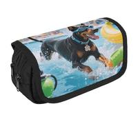 LPSADGF Doberman Pool Blitz Large Pencil Case High Capacity Pencil Pouch Aesthetic Holder Box Storage Bag Desk Organizer Marker Pouch Pen for Supplies Makeup Bag & Daily Use