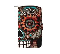 LPSADGF Dog Corgi Wallet with 12 Card Slots - PU Leather Long Clutch Purse, Zipper Coin Holder & ID Window, Lightweight Travel Cash Wallet, Sugar Skulls Day of the Dead, 19.7x11x3.5cm, Modern