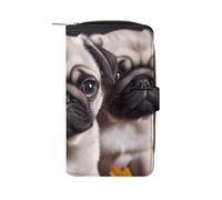 LPSADGF Dog Corgi Wallet with 12 Card Slots - PU Leather Long Clutch Purse, Zipper Coin Holder & ID Window, Lightweight Travel Cash Wallet, Puppys pug, 19.7x11x3.5cm, Modern