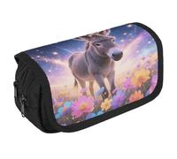 LPSADGF Donkey in Magic Blooms Large Pencil Case High Capacity Pencil Pouch Aesthetic Holder Box Storage Bag Desk Organizer Marker Pouch Pen for Supplies Makeup Bag & Daily Use