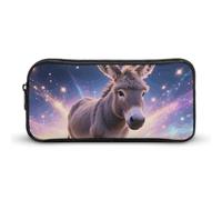 LPSADGF Donkey in Magic Blooms Pencil Pouch Large Capacity Pencil Case- Multi-Use Zippered Pen Organizer, Portable Makeup Bag & Travel Pouch for Office Stationery (8.7x4.7)