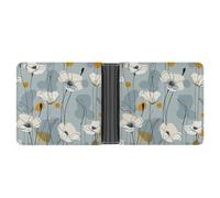 LPSADGF Draw Two Cats Men's Wallet Leather Money Clip Slim Passcase With 6 Card Slots, 2 Hidden Pockets, Light Blue Petals, One Size, Modern